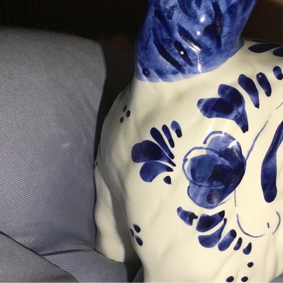 Vintage Delft Holland Blue and White  Porcelain 7.5” Cat Hand Painted - Picture 6 of 10